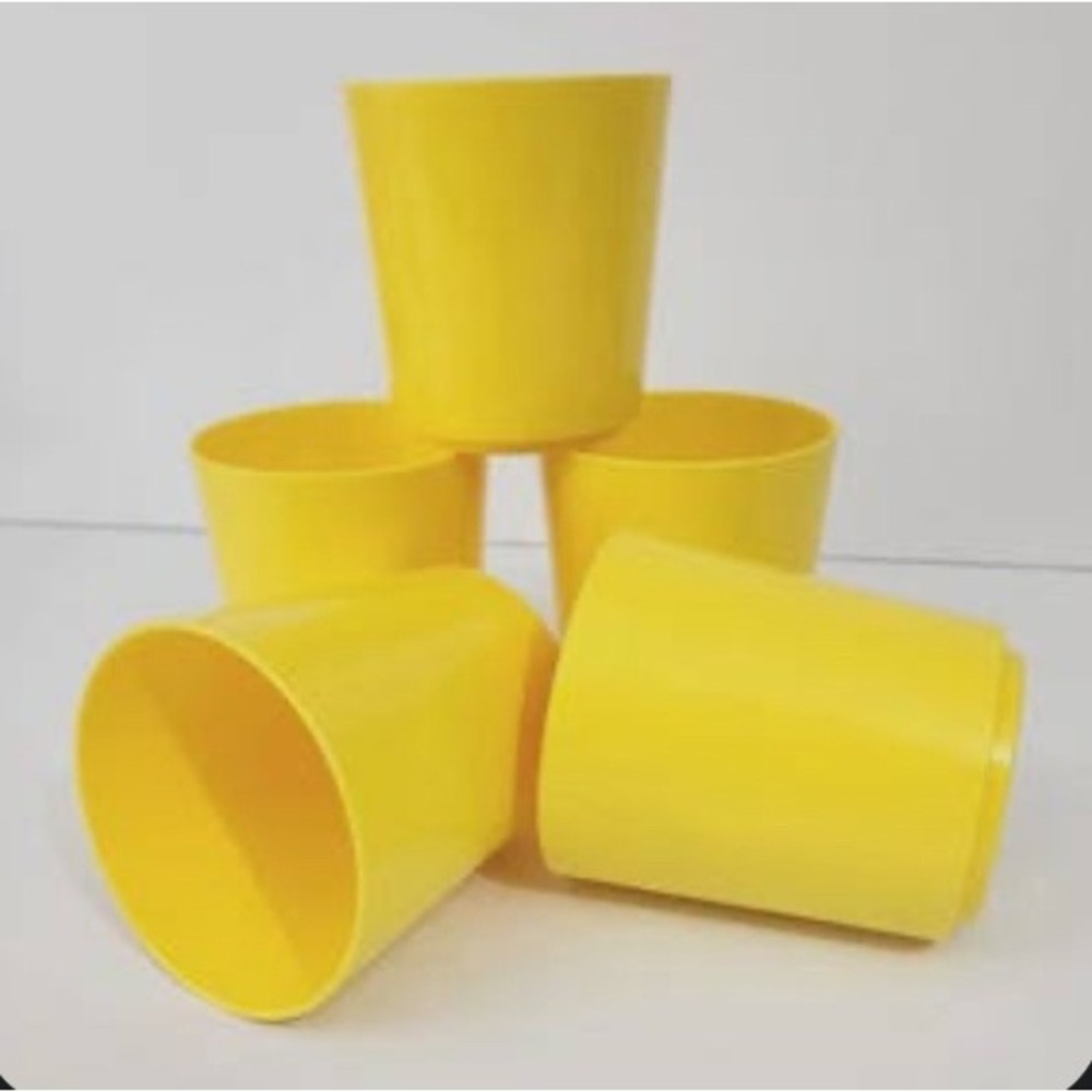 Fremware | Vintage Yellow Plastic Cups‎ | Set of 9 | Dishwasher Safe Tumblers
